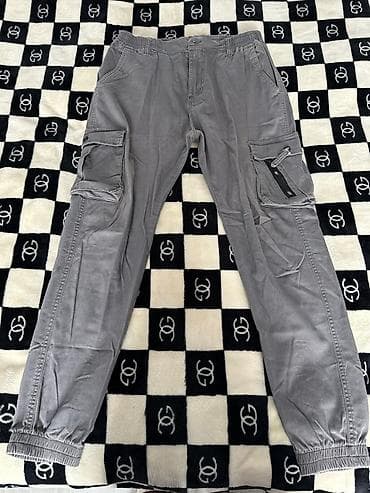 kombat şalvar kişi: Boz rəngli kişi kargo şalvarı - Model: kargo/jogger tipli - Rəng — 1
