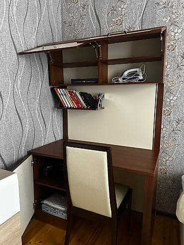 saloglu stullar: İş masası və stul dəsti - Material: ağac teksturalı laminat (tünd — 3