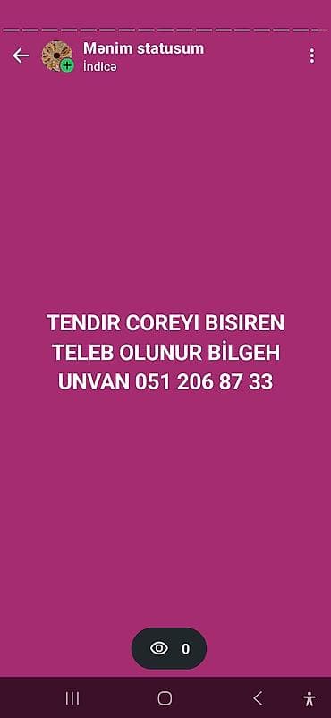 Aşpaz tələb olunur, Təndirçi