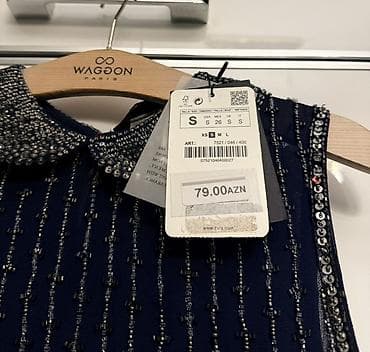 875 prob qizil: ZARA WOMAN brendi, bəzəkli qadın koftası - Rəng: tünd göy - Model — 2