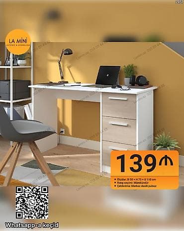 Düz masa, Stulsuz, Polkasız, Siyirməli, Sadə laminat