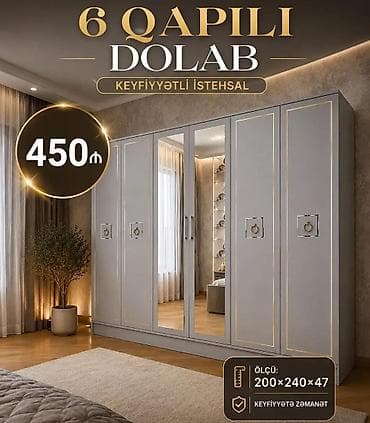 qapi ucun setkalar: 6 qapılı dolab - Model: 6 qapılı, klassik-modern dizayn - Rəng: açıq — 1