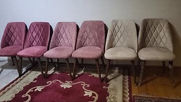 Yemək otağı üçün yumşaq oturacaqlı stul dəsti. - Say: 6 ədəd -