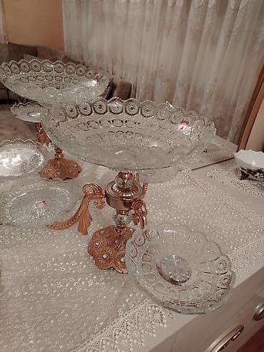 meyvə qablari: Klassik üslubda bəzəkli meyvə‑şirniyyat dəsti - Material: kəsim — 4