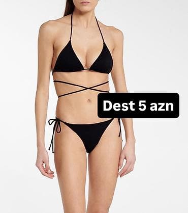 Qara bikini dəsti - Üst hissə: üçbucaq kəsimli, boyundan bağlanan və lalafo.az -da Qara bikini dəsti - Üst hissə: üçbucaq kəsimli, boyundan bağlanan və