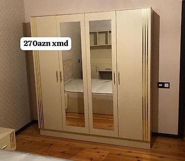 acılan yataq: Mebel növü: Geyim şkafı Təsvir: - 4 qapılı, krem rəngdə klassik — 1