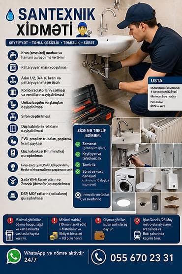 💧Santexnik Xidməti🧑‍🔧 •Kran(smesitel) mətbəx və hamam quraşdirma və