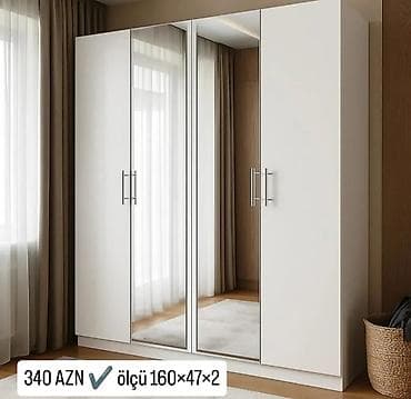 dolab ucuz: Yeni, 4 qapılı, Güzgülü, Ağ, Açılan, Düz dolab — 1