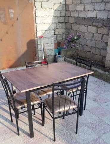 toxunma saplar satisi: Yeni, Dördbucaq masa, 4 stul, Açılmayan, Stullar ilə, Həsir toxunuşlu, Azərbaycan — 3