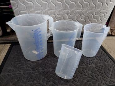 Mətbəx aksesuarları: Ölçü qrafinləri dəsti – şəffaf plastik, tutacaqlı və tökmə ağızlı - — 5