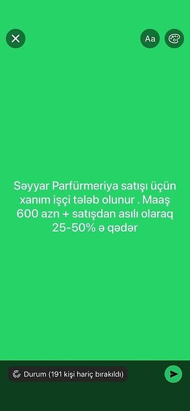 Satış məsləhətçisi tələb olunur, Yalnız qadınlar üçün, İstənilən yaş, Təcrübəsiz, Aylıq ödəniş