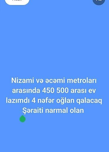 memar ecemi kiraye ev: Axtarış: Kirayə mənzil Tələblər: - Yer: Nizami və Əcəmi metroları — 1