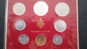 qədimi pulların alışı: Комплект из 8 монет Ватикана, серебро, 500L — 1