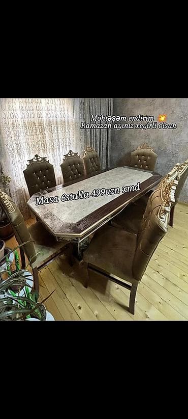 Dördbucaq masa, Qonaq otağı üçün, 6 nəfər, Açılan