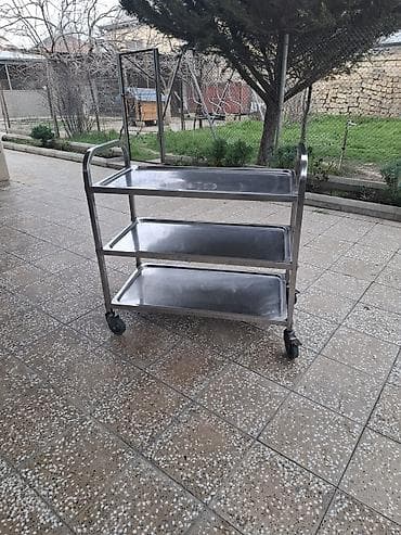 Холодильное оборудование: Paslanmayan poladdan 3 mərtəbəli servis arabası - Material: tamamilə — 4