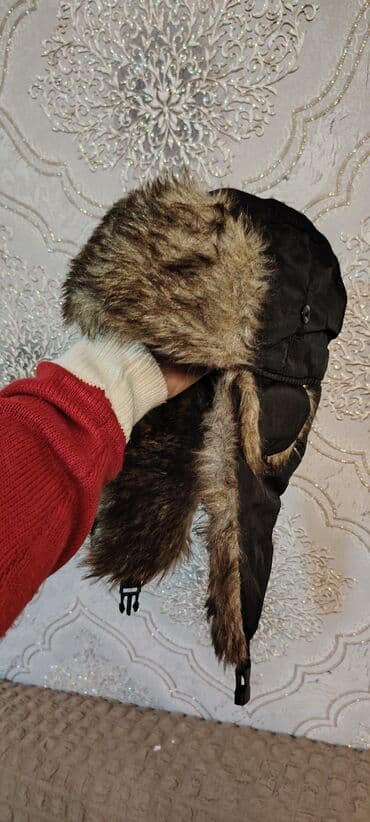 Audi: Qışlıq “trapper” papaq (58cm) - Rəng: qara üst hissə, içi və kənarları — 3