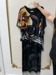 гели, крем для душа: Qara rəngli, uzun şifon dəst – üstü sərbəst kəsimli ponço-tipli — 1