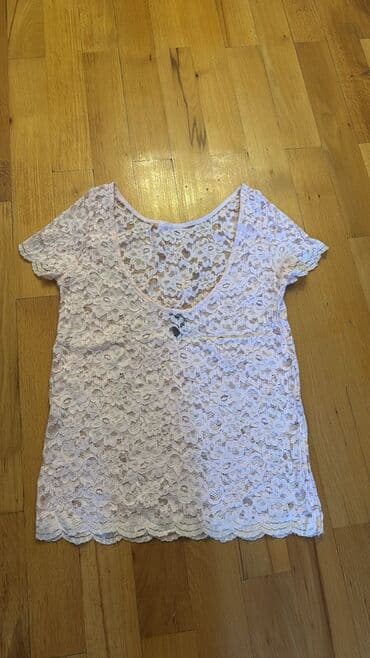 женские черные майки: Açıq çəhrayı rəngdə, qısaqoll, tam şəkildə krujeva işləməli qadın — 2