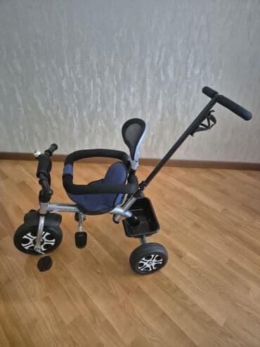 Musiqi alətləri: Uşaq üçtəkərli velosipedi,Az işlənib - Rəng: gümüşü gövdə, tünd mavi — 3