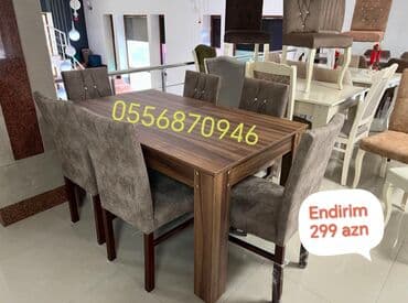 oturacaq dəstləri: Qonaq otağı üçün, Yeni, Açılmayan, Dördbucaq masa, 6 stul — 1