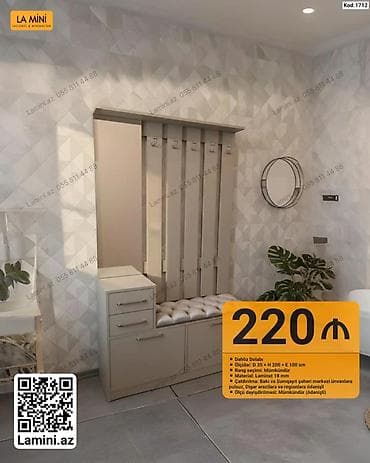 dolab skaf: Dəhliz üçün çoxfunksiyalı dolab-komplekt - Ölçü: D 35 × H 200 × E 100 — 1