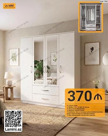 perla dolab: La Mini 4 qapılı şkaf - Ölçülər: D 47 × H 200 × E 160 sm - Rəng — 1