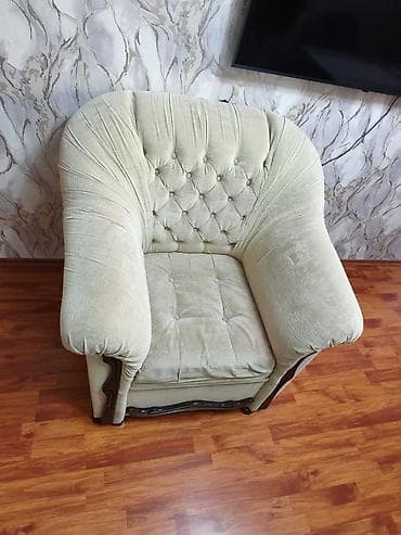 divan: İşlənmiş, Klassik divan, 2 kreslo, Divan, Bazasız, Açılan — 2