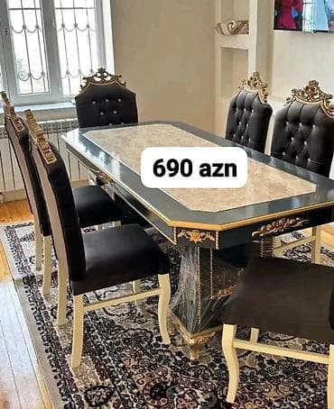 dekorlar: Qonaq otağı üçün, Dördbucaq masa, 6 stul — 1