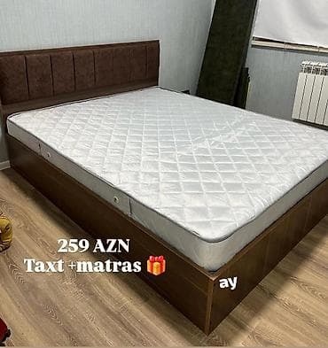 taxt satilir: Yeni, İkinəfərlik çarpayı, Bazasız, Matras ilə, Siyirməsiz, Azərbaycan — 5