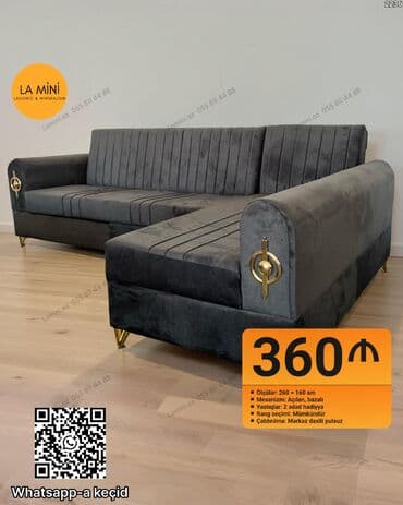 Divanlar: Künc divan, Açılan, Bazalı, Vеlur parça, Şəhərdaxili pulsuz çatdırılma — 1