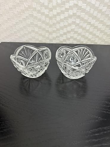 şeker portakalı: Şüşə qəndqabı/şirniyyat qabı dəsti – 2 ədəd - Material: qalın şüşə — 2