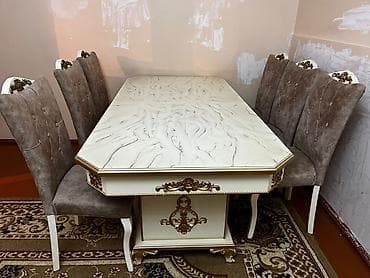 ofis oturacaqlar: Qonaq otağı üçün, Açılan, Dördbucaq masa, 6 stul — 2