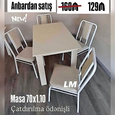 Bağ, mətbəx və eyvanlarınız üçün çox əlverişli Masa + 4 stul dəsti — 2