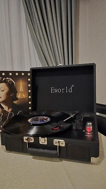 Eworld portativ vinil pleyer – çamadan tipli korpusda retro dizaynlı — 2