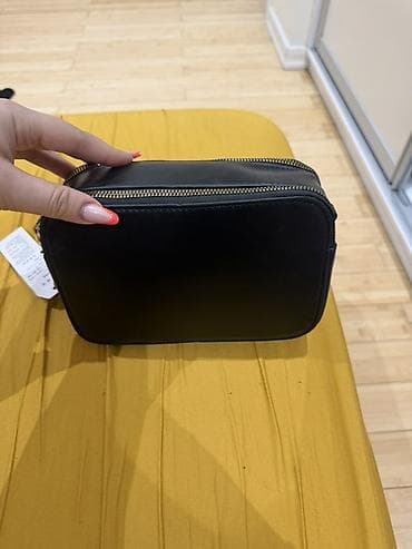 usta çantasi: Qara çiyin/çapraz çanta - Material: hamar teksturalı süni dəridən — 3