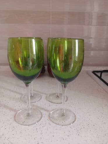 qab dəstləri: Qədəhlər, rəng - Yaşıl, Şüşə, 4 ədədli dəst — 2