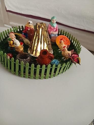 Картины и портреты: Əl işi dekorativ kompozisiya – “Həyət süfrəsi” maketi - Dairəvi əsas — 4