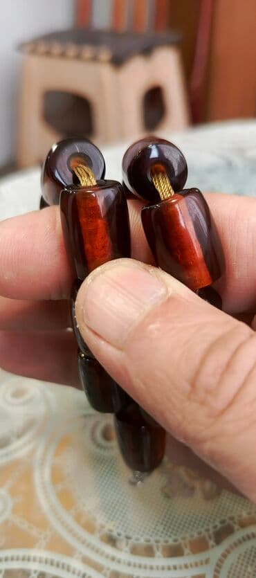 minalı bijuteriyalar: Kehreba tesbeh - Material: sixma kehreba - Forma: Hər boncuk fıçıvari — 2