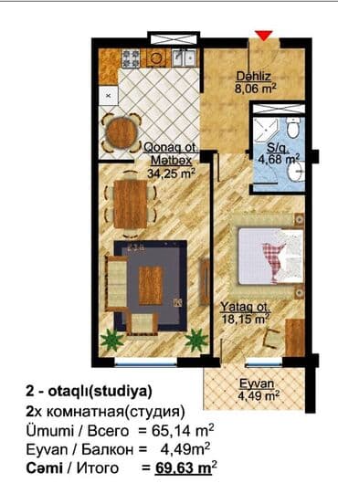 podmayak mənzillər: 2 otaqlı, Yeni tikili, m. Nizami, 70 kv. m — 8