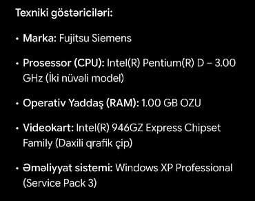 macbook pro: Tam işlək vəziyyətdə, problemsiz Fujitsu Siemens sistem bloku satılır — 5