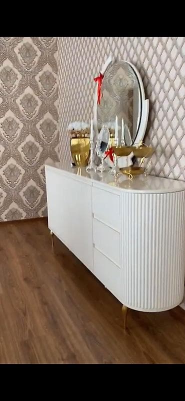 tap az divan: Ağ rəngli, modern klassik üslubda bufet/konsol dəsti. - Material — 2
