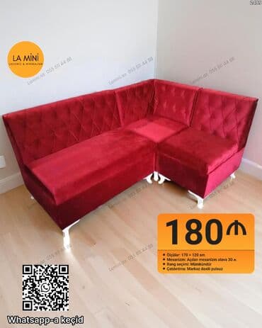 Künc divan, Açılan, Vеlur parça, Şəhərdaxili pulsuz çatdırılma