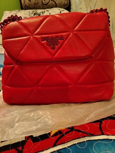 Сумки: Qırmızı rəngli qadın çantası - Model: quilted (romb naxışlı) dizayn - — 1