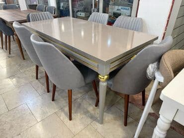 stol üçün döşək: Qonaq otağı üçün, Yeni, Açılan, Dördbucaq masa, 6 stul — 1