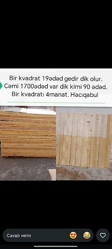 Taxta lamellər/sıyırmalar satılır. - Ümumi say: 1700 ədəd - 1 kvadrat