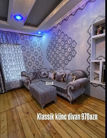 sultan kunc divan: Klassik üslubda künc divan dəsti. - Rəng: boz-gümüş tonlarında, zərif — 1