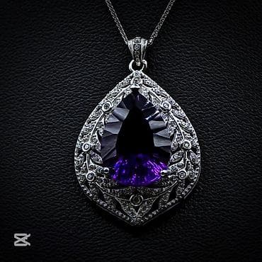 Наручные часы: Кулон, Серебро, Аметист, 5.00+ карат — 1