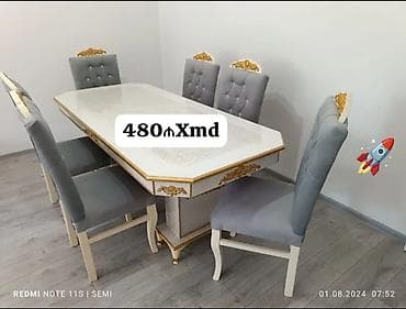 embawood stollar: Qonaq otağı üçün, Açılmayan, Dördbucaq masa, 6 stul — 1