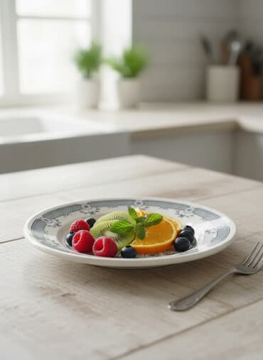 Otaq bitkiləri: Nahar dəsti, rəng - Göy, Keramika, 6 nəfərlik, Rusiya — 1