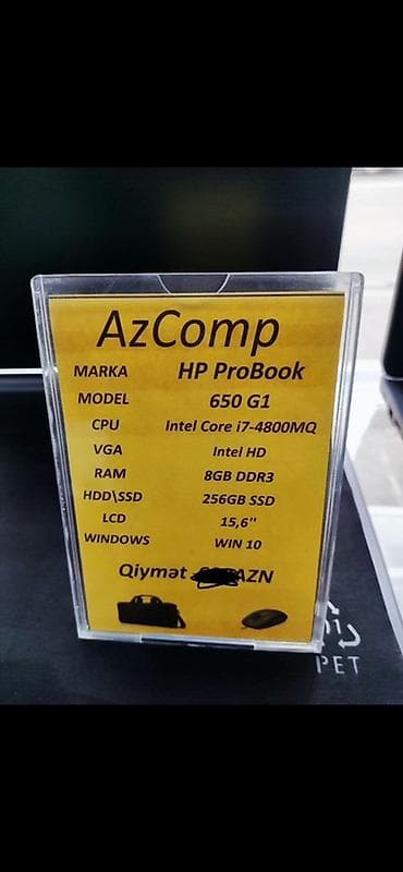 en ucuz hp notebook: HP ProBook 650 G1 noutbuk - Prosessor: Intel Core i7-4800MQ (4 nüvə — 3